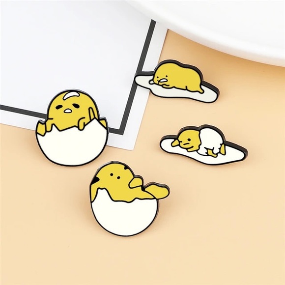 Sanrio Gudetama The Lazy Egg Yolk Enamel Metal Pin Brooch - Picture 5 of 9